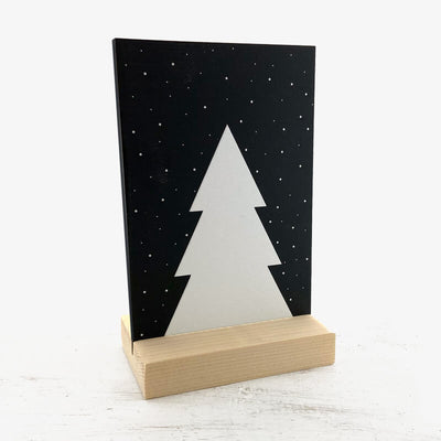 Houten decoratie kaart kerst met kerstboom