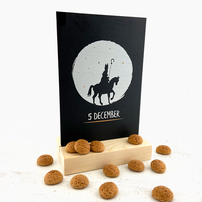 Sinterklaas houten decoratie kaart 5 december