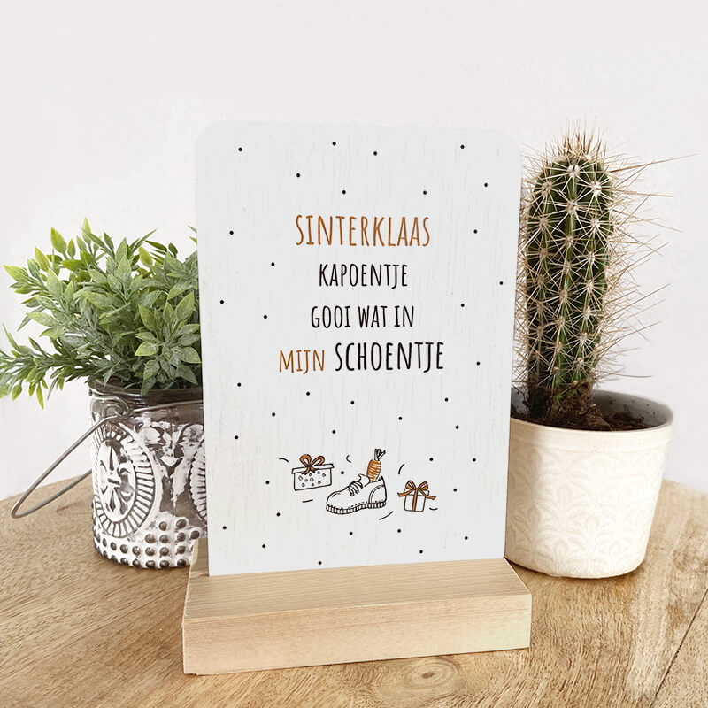 Sinterklaas houten decoratie kaart schoentje sfeer