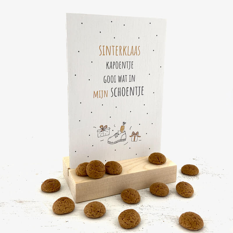 Sinterklaas houten decoratie kaart schoentje