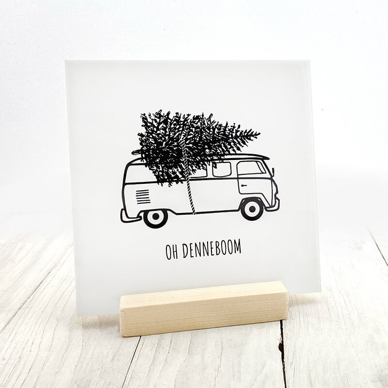 Tegeltje busje met kerstboom